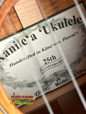 Kanile’a Premium Silk Tenor Ukulele K-2 25th Anniversary handcrafted label from Kane’ohe Hawaii