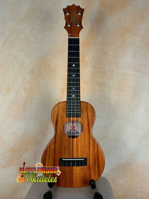 Wooden Ukulele with Natural Finish and Black Fretboard, KoAloha KCM-00 Concert, Solid Hawaiian Koa