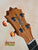 Wooden ukulele headstock with blue inlay on KoAloha KSM-10 Soprano Ukulele