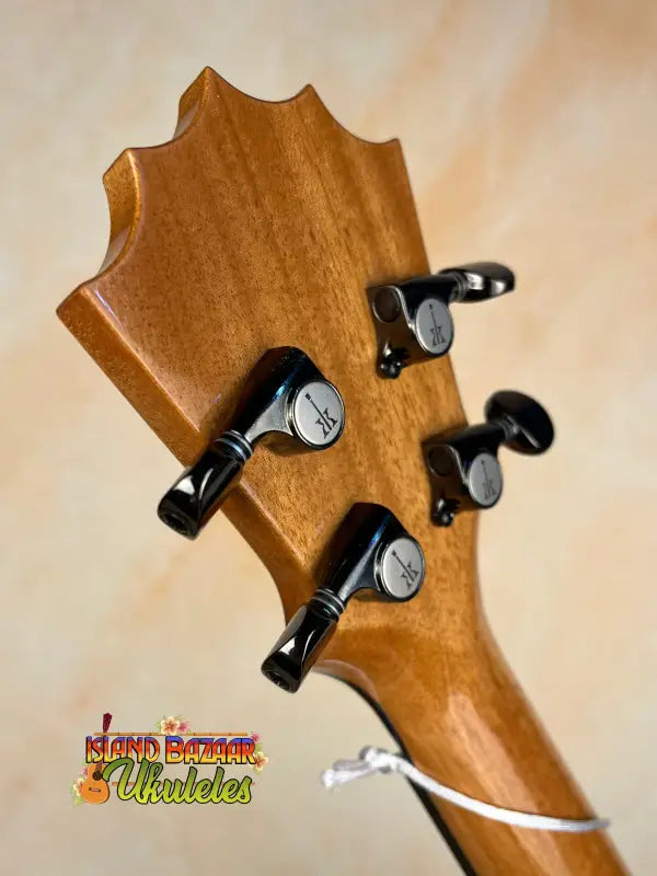 Guitar headstock with black tuning pegs for Koaloha KTM-00 Tenor Ukulele, solid Hawaiian Koa