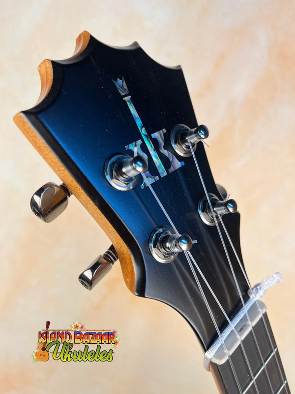 Guitar headstock with chrome tuning pegs on KoAloha KTM-10RP-MG Tenor Mango Ukulele