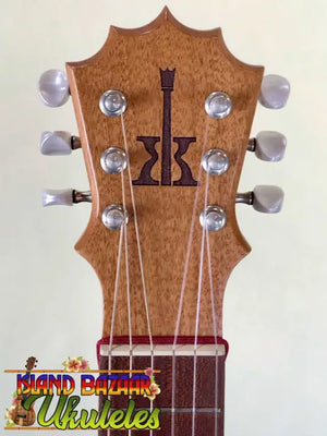 Guitar headstock with silver tuning pegs on KoAloha KTO-G6 Tenor Guitarlele 6-String