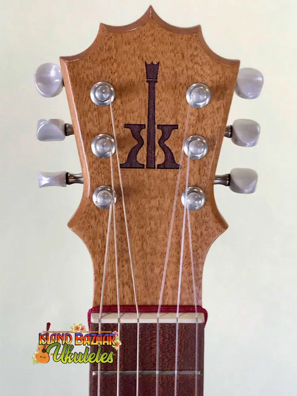 Guitar headstock with silver tuning pegs on KoAloha KTO-G6 Tenor Guitarlele 6-String