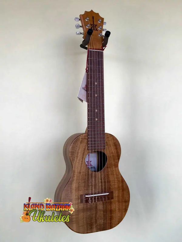 Wooden ukulele with natural finish and tuning pegs, KoAloha KTO-G6 Tenor Guitarlele 6-String