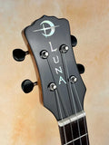 Headstock of a Luna Vista Baritone Ukulele with black tuning pegs from Deer Series