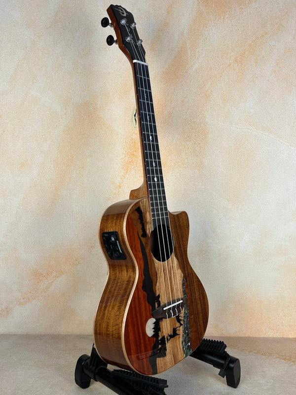 Luna Vista Deer Tenor Electric Ukulele - Artful Design & Amplified Sound - Island Bazaar Ukes