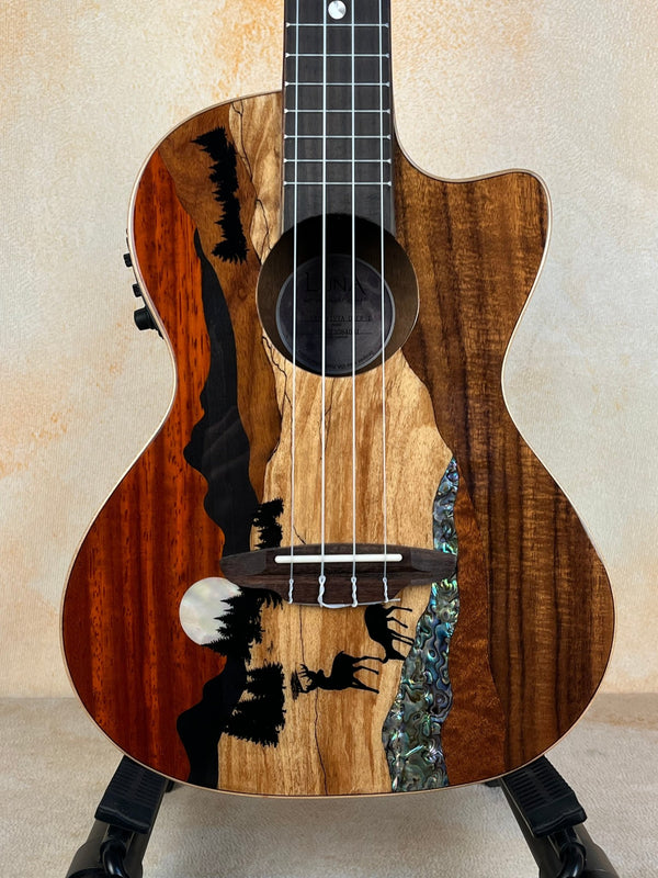 Luna Vista Deer Tenor Electric Ukulele - Artful Design & Amplified Sound - Island Bazaar Ukes