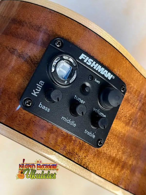 Fishman acoustic guitar preamp control panel on Luna Vista Tenor Ukulele Vista Series Deer