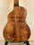 Figured wood ukulele back showing detailed Koa grain on a Mya-Moe Long Neck Tenor Ukulele