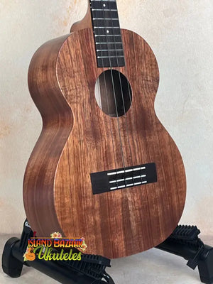 Wooden Kamaka HF-3I Slothead Tenor Ukulele with dark grain and black fretboard