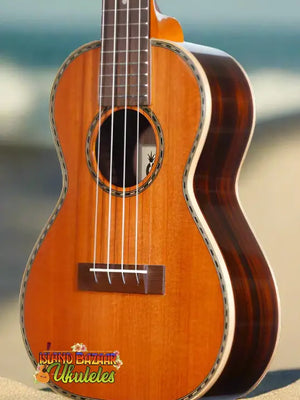 Ohana Limited Edition 40-Series Tenor Ukulele with a wooden body and dark fretboard