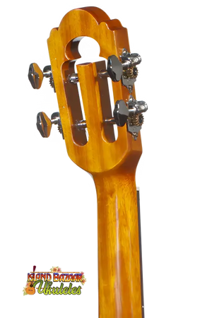 Guitar headstock with tuning pegs of Ohana’s Limited Edition Spruce & Acacia Ukulele