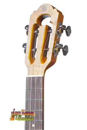 Wooden stringed instrument headstock of Limited Edition Spruce & Acacia Tenor 6 Ukulele