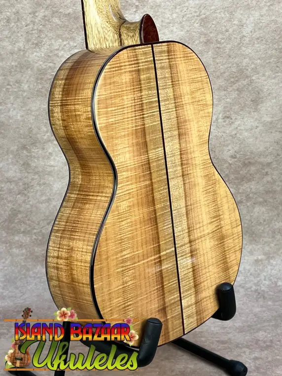 PCH Custom Tenor Ukulele Wickered Oregon Myrtle on stand