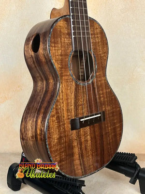 Beautiful Koa wood ukulele with glossy finish from Phil Henderson Ukuleles Chocolate Thunder series