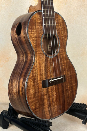 Phil Henderson Ukuleles: “Chocolate Thunder” Solid Koa Tenor w/Abalone - Island Bazaar Ukes