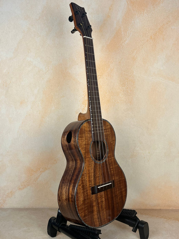 Phil Henderson Ukuleles: “Chocolate Thunder” Solid Koa Tenor w/Abalone - Island Bazaar Ukes