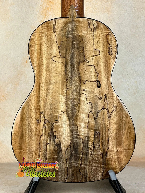 Wooden acoustic guitar showcasing spalted maple grain in Romero RC-R-MG Tenor Ukulele