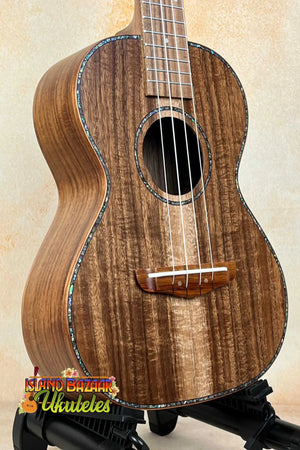 Beautiful walnut tenor ukulele with abalone inlay for Acacia Ukulele Beginners Bundle