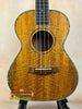 Beautiful Koa wood tenor ukulele with decorative inlays from the Tenor Mango Ukulele Beginners bundle