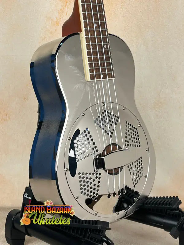 Silver resonator concert ukulele from Tradewinds Resonator Concert series with case