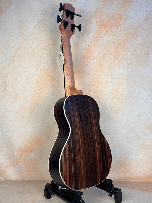 Aiersi Java Ebony Body Electric Fretless Bass Ukulele BU-33 w/ Gig Bag - Island Bazaar Ukes