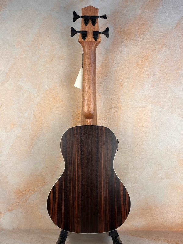 Aiersi Java Ebony Body Electric Fretless Bass Ukulele BU-33 w/ Gig Bag - Island Bazaar Ukes