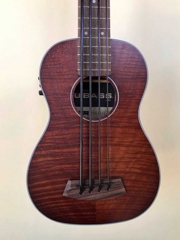 Kala EM-FS U-Bass Ukulele Exotic Mahogany Acoustic-Electric w/ Case - Island Bazaar Ukes