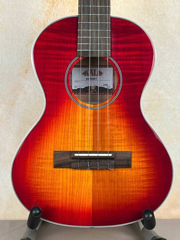 Kala KA-FMCB-T Gloss Flame Maple Cherry Burst Tenor Ukulele - Island Bazaar Ukes