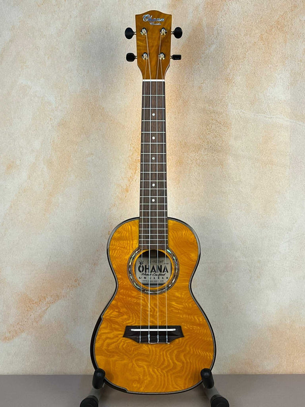 Ohana CK-150SMP Spalted Mango Concert Ukulele w/ Abalone Rosette - Island Bazaar Ukes