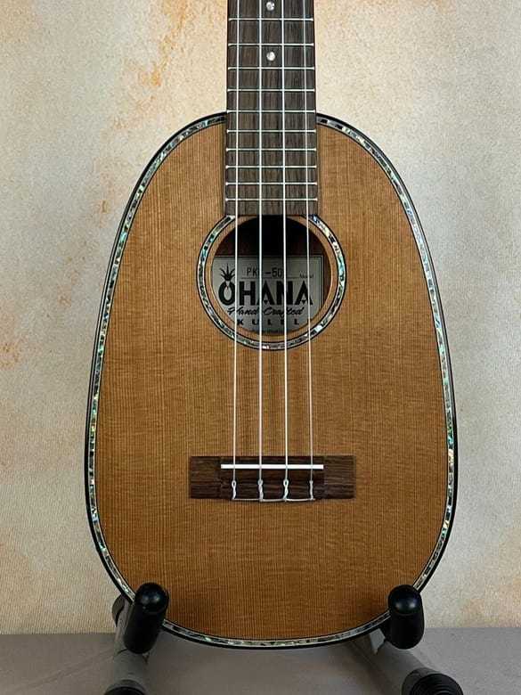 Ohana PKC-50G Solid Cedar & Mahogany Pineapple Concert Ukulele - Island Bazaar Ukes