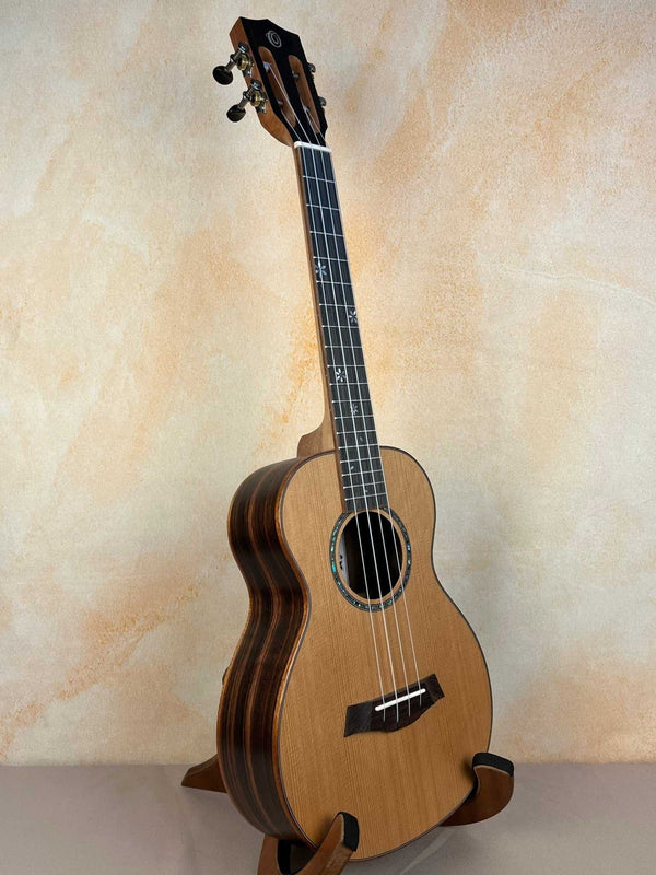 Ohana TK-50ME Solid Cedar Top Slotted Headstock Tenor Ukulele - Island Bazaar Ukes