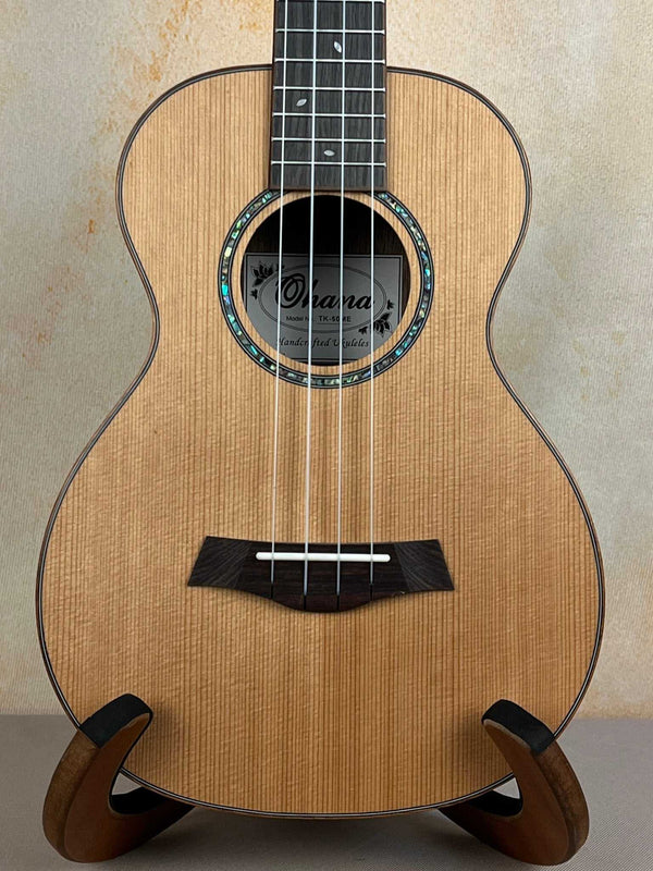 Ohana TK-50ME Solid Cedar Top Slotted Headstock Tenor Ukulele - Island Bazaar Ukes