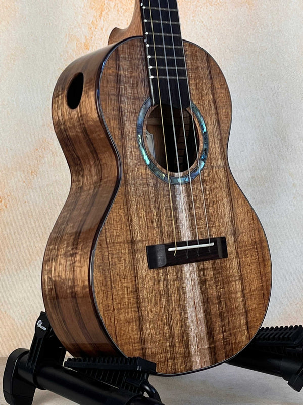 Phil Henderson Custom Tenor Ukulele Koa Wood w/ Side Soundport - Island Bazaar Ukes