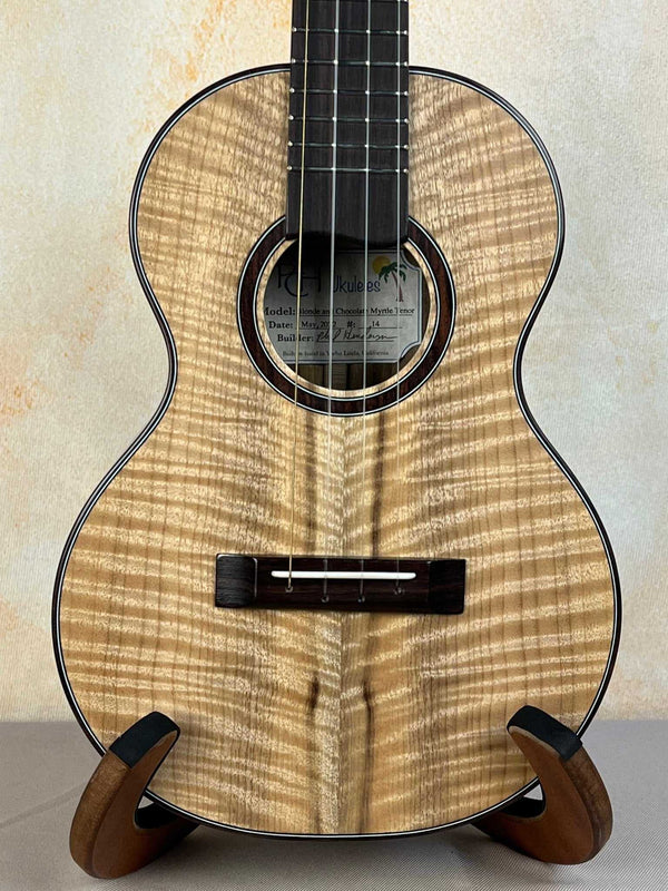 Phil Henderson Tenor Ukulele | Custom-Made Blond & Chocolate Myrtle - Island Bazaar Ukes